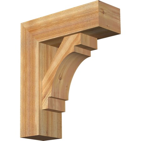 Ekena Millwork Merced Block Rough Sawn Bracket w/ Offset Brace, Western Red Cedar, 8"W x 24"D x 28"H BKT0806X24X28MRC05RWR